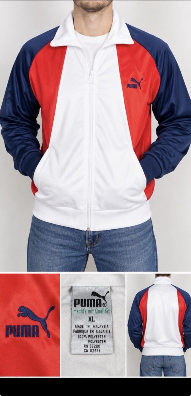 Vintage Puma Mens XL Track Jacket NWT White Red Navy Full Zip 90s